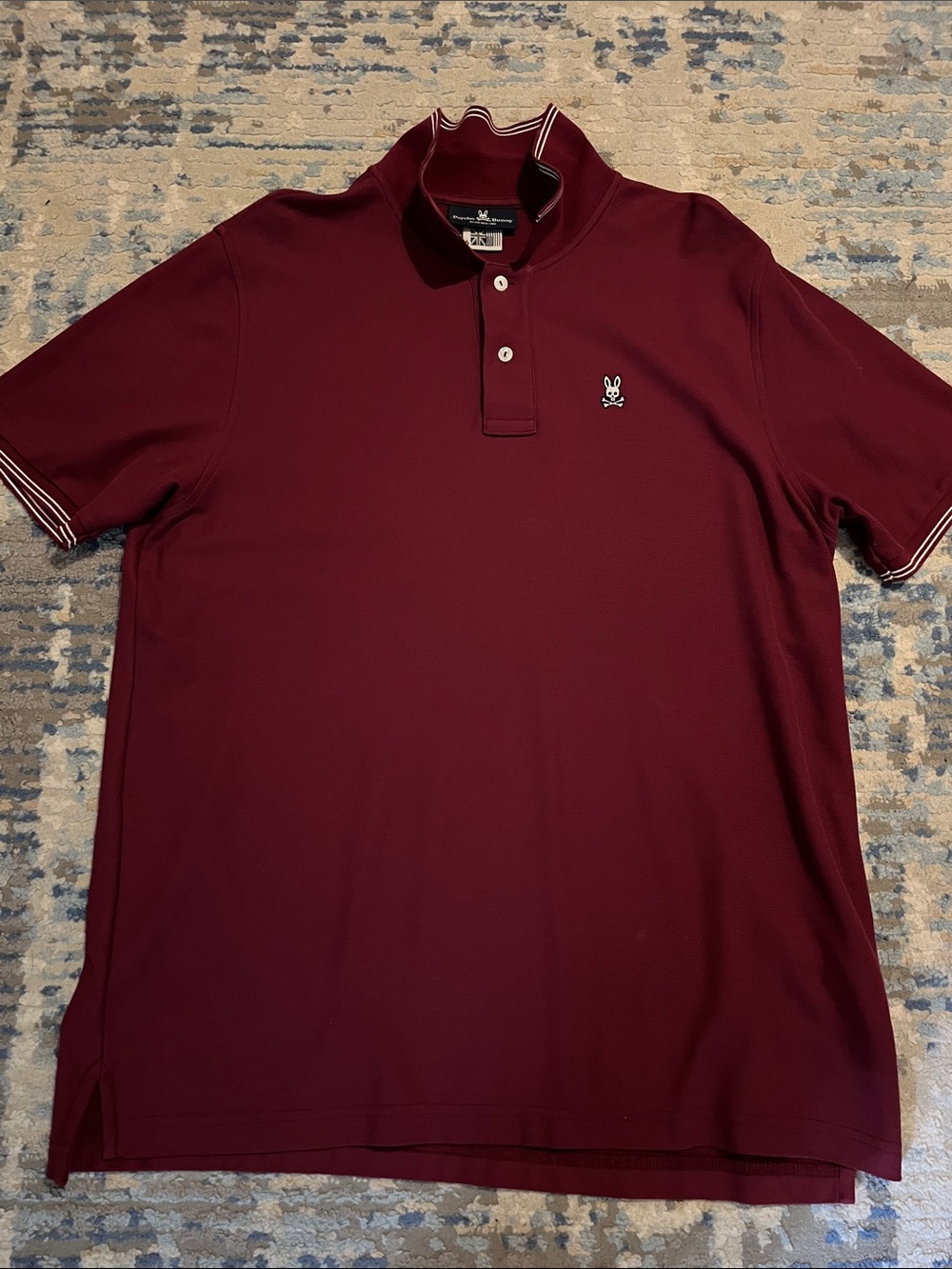 Psycho Bunny Maroon Short-Sleeve Polo with Contrast Trim